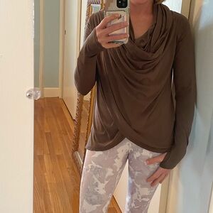 Savvi Draped Pyla Top in Brown